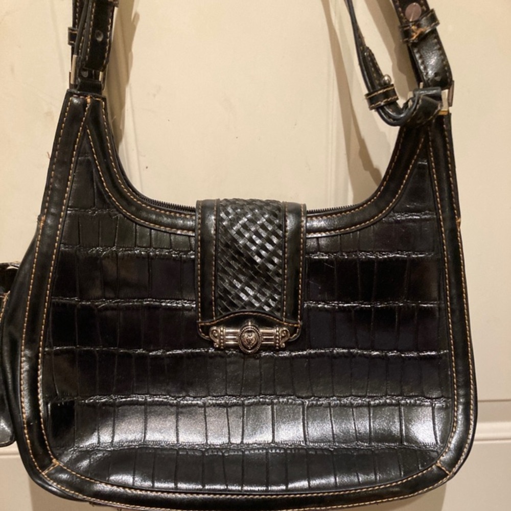 M.C. Black Shoulder Crocodile Purse